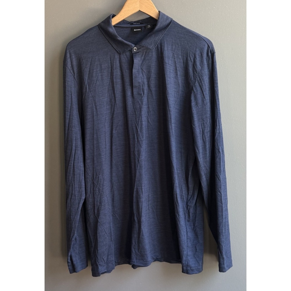 Hugo Boss Sweater Virgin Wool Collared Polo Pullover Long Sleeve Lightweight XXL